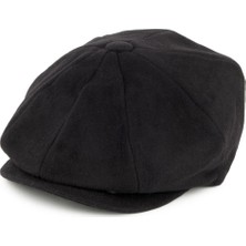 Modamarka Shop Erkek Siyah Yün Şapka Kasket Newsboy Cap