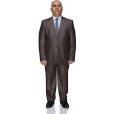 Buenza 120S Büyük Beden Erkek Takım Elbise-Açık Kahve