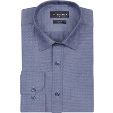 Buenza 41104 Slim Fit Noktalı Erkek Gömlek- Lacivert