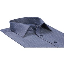 Buenza 41104 Slim Fit Noktalı Erkek Gömlek- Lacivert