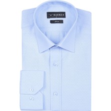 Buenza 41104 Slim Fit Noktalı Erkek Gömlek- Açık Mavi