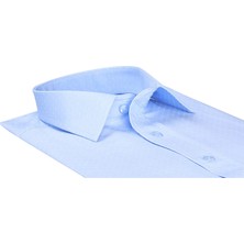 Buenza 41104 Slim Fit Noktalı Erkek Gömlek- Açık Mavi