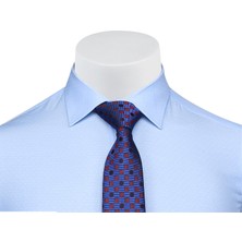 Buenza 41104 Slim Fit Noktalı Erkek Gömlek- Açık Mavi