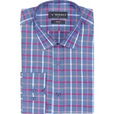 Buenza Sry Soft Ekose 047 Slim Fit Uzun Kol Gömlek - Kırmızı