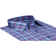 Buenza Sry Soft Ekose 047 Slim Fit Uzun Kol Gömlek - Kırmızı