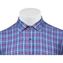 Buenza Sry Soft Ekose 047 Slim Fit Uzun Kol Gömlek - Kırmızı