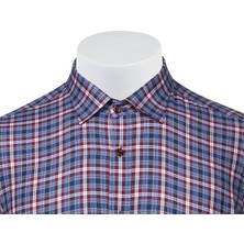 Buenza Sry Soft Ekose 058 Slim Fit Uzun Kol Gömlek - Kırmızı