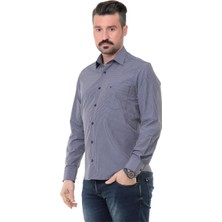 Buenza Sry Soft Ekose 014 Klasik Kesim Uzun Kol Gömlek - Lacivert