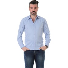 Buenza Sry 41102 Slim Fit Uzun Kol Gömlek - Mavi