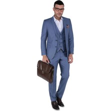 Buenza Akf Mono Yelekli Dar Kalıp Takım Elbise-Havacı