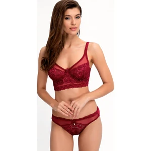 665 Dantelli Kapsız Bralet Takım Bordo