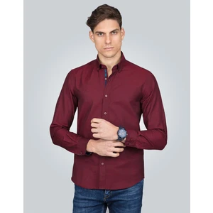 Slim Fit Spor Bordo Erkek Gömlek