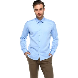 Erkek Mavi Slim Fit Uzun Kol Gömlek