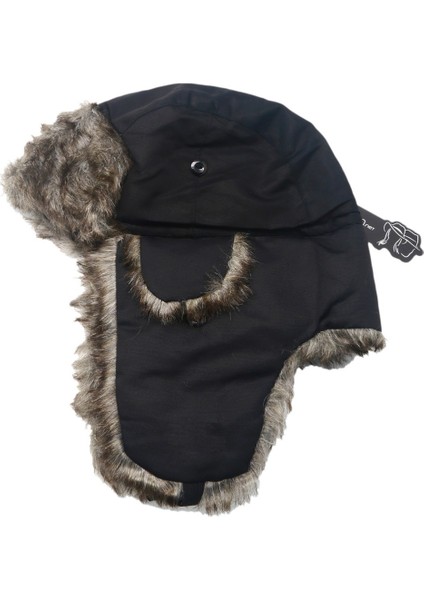 Modamarka Shop Unisex Kürklü Siyah Kışlık 10C Şapka