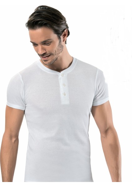 3'lü paket 1125 Fitilli Düğmeli Erkek Tshirt Fanila