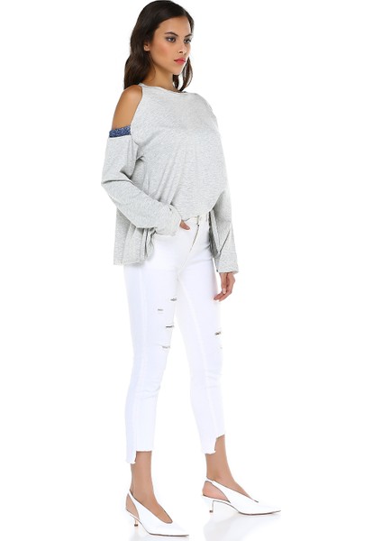 Kadın Omuz Detaylı Sweatshirt