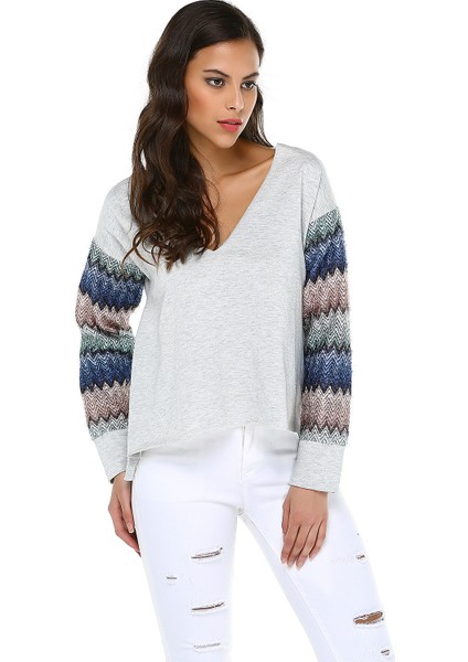 Kadın V Yaka Sweatshirt