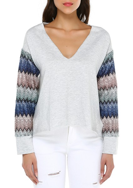 Kadın V Yaka Sweatshirt