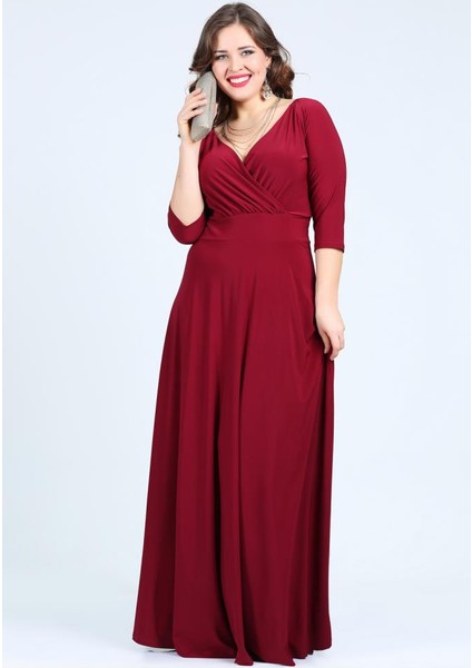 Kl59 Bordo Abiye Elbise
