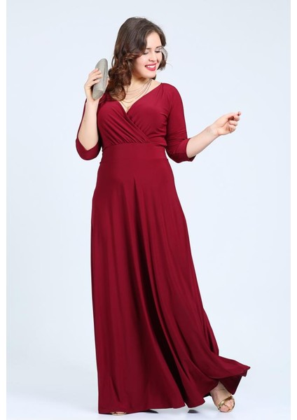 Kl59 Bordo Abiye Elbise