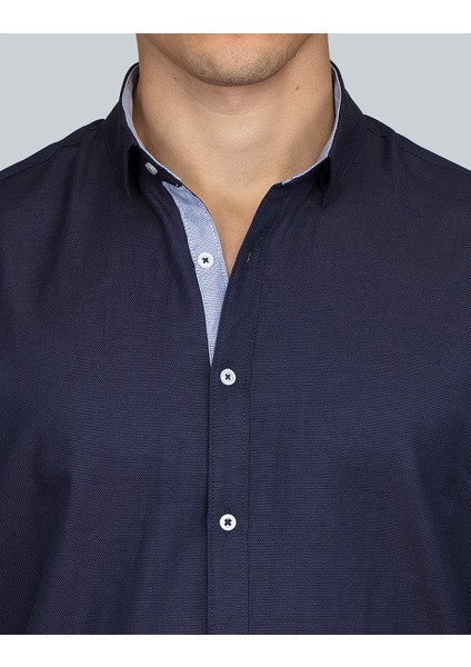 Slim Fit Spor Lacivert Gömlek fırsatları