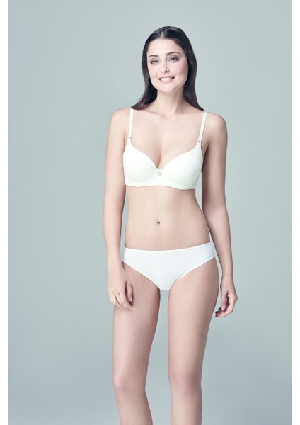 Ekru Hera Kulaklı Boş Cup Tek Sütyen