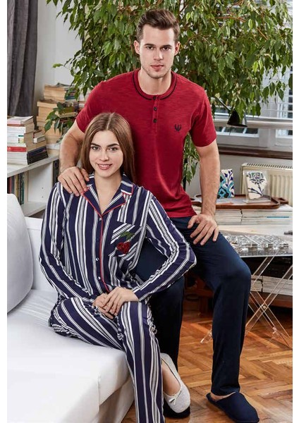 Esk21520 Modal Gömlek Uzun Kollu Pijama Takımı