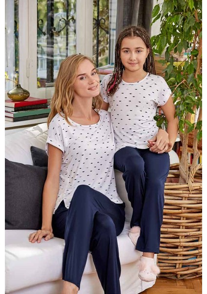 Esc21573 Modal O Yaka Kız Çocuk Kısa Kollu Pijama Takımı
