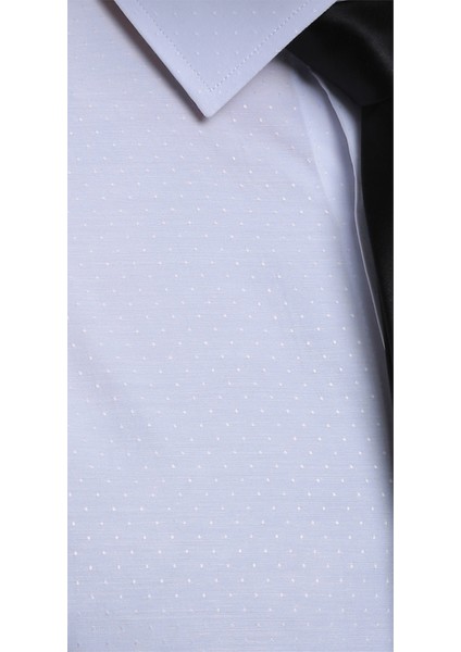 41104 Slim Fit Noktalı Erkek Gömlek- Beyaz fiyatları