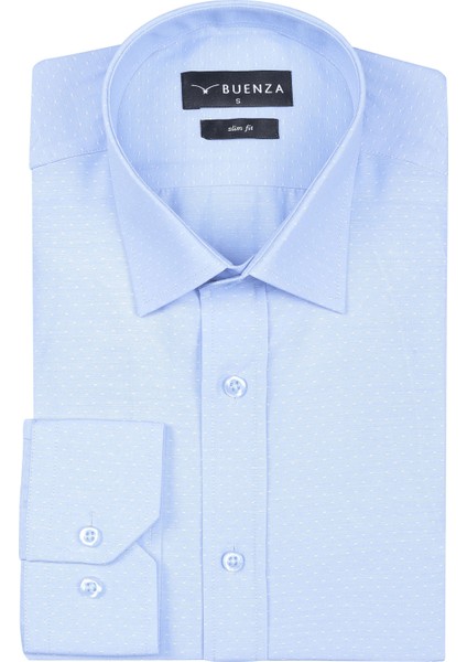 41104 Slim Fit Noktalı Erkek Gömlek- Açık Mavi