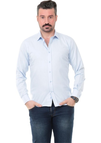 Sry Denim Slim Fit Uzun Kol Gömlek - Açık Mavi