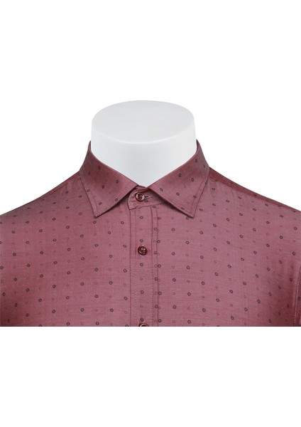 Empirme Opal 01 Slim Fit Uzun Kol Gömlek - Kahverengi