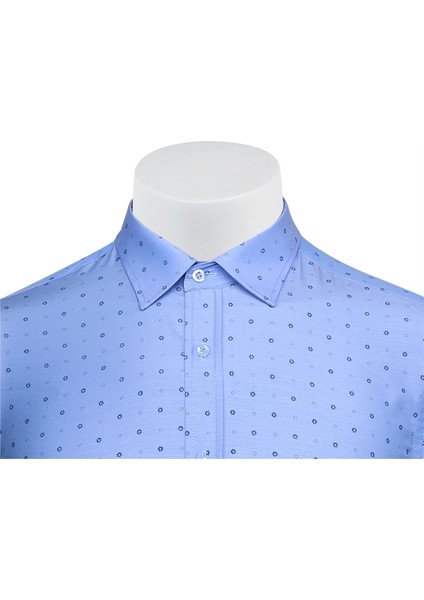 Empirme Opal 01 Slim Fit Uzun Kol Gömlek - Mavi