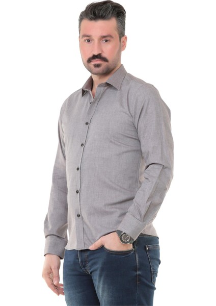 Sry Denim Slim Fit Uzun Kol Gömlek - Kahverengi fiyatları