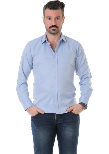 Sry 41102 Slim Fit Uzun Kol Gömlek - Mavi