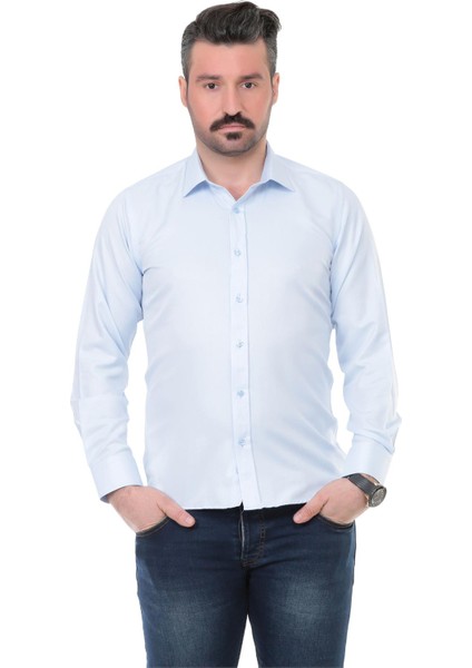 Sry 41102 Slim Fit Uzun Kol Gömlek - Açık Mavi