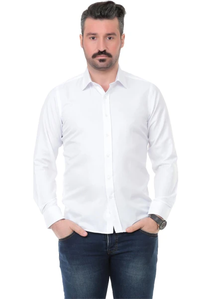 Sry 41102 Slim Fit Uzun Kol Gömlek - Beyaz