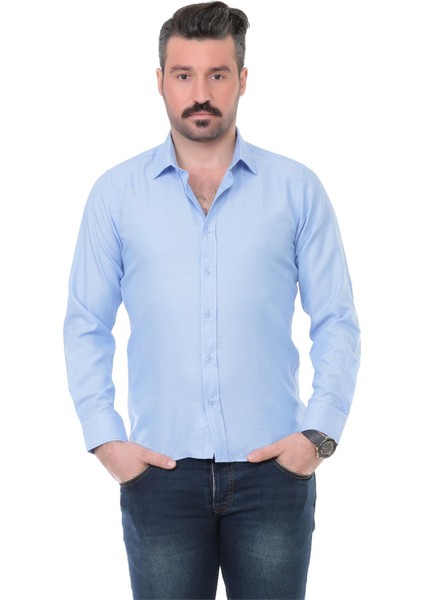 Sry Oxford Slim Fit Uzun Kol Gömlek - Mavi