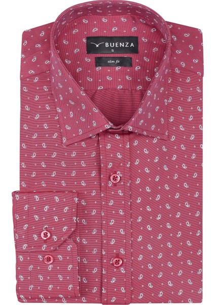 Sry Empirme Samre 01 Slim Fit Uzun Kol Gömlek - Bordo