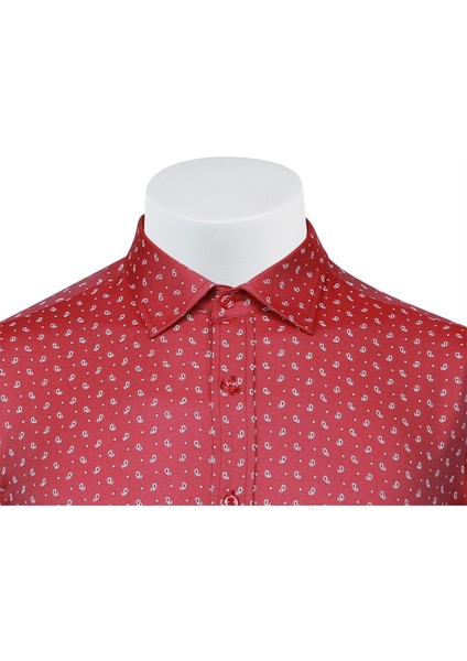 Sry Empirme Samre 01 Slim Fit Uzun Kol Gömlek - Bordo modelleri