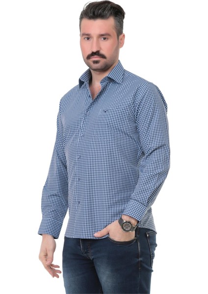 Sy 3160 Klasik Kesim Uzun Kol Gömlek - Lacivert fiyatları