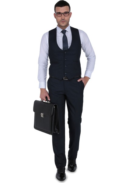 Tesla Yelekli Slim Fit Takım Elbise-Lacivert fiyatları