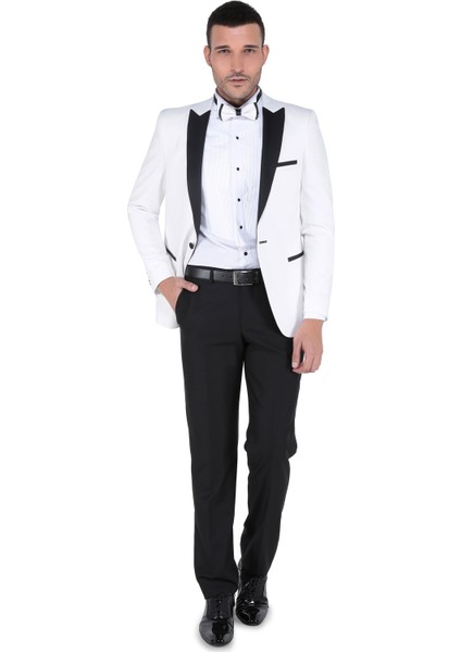 Kevın Ceremony Mono Kruvaze Slim Fit Smokin Takım - Krem