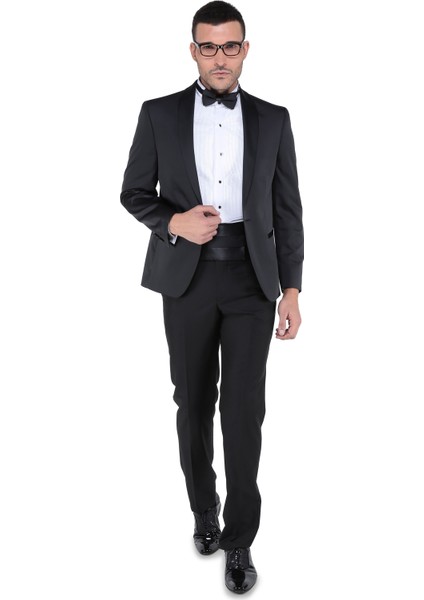Vega Şal Yaka Smokin Set Takım Elbise-Siyah