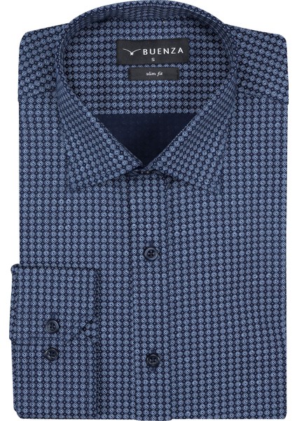 Sry Empirme Licra 408 Uzunkol Slim Fit Gömlek-Lacivert