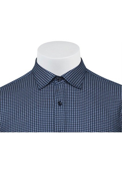 Sry Empirme Licra 408 Uzunkol Slim Fit Gömlek-Lacivert modelleri