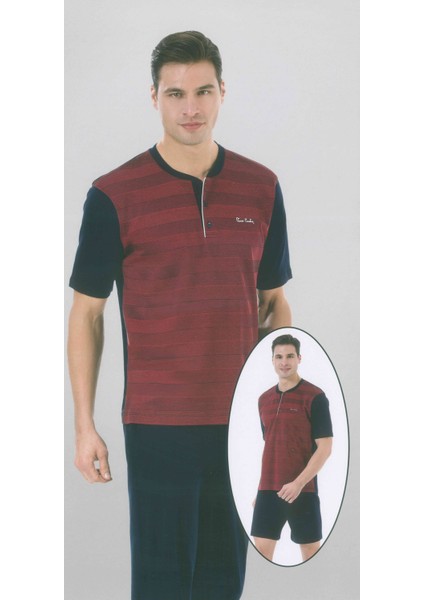 5285 Kısa Kollu Şort İlaveli Üçlü Erkek Pijama Takımı