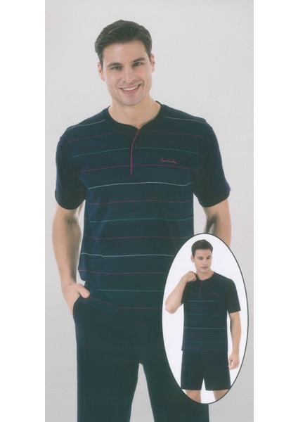 5289 Kısa Kollu Şort İlaveli Üçlü Erkek Pijama Takımı