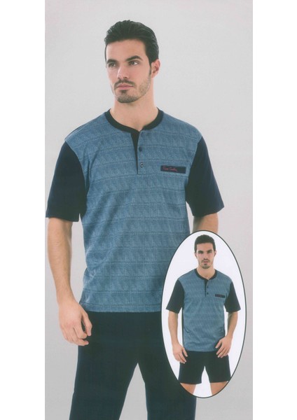 5290 Kısa Kollu Şort İlaveli Üçlü Erkek Pijama Takımı
