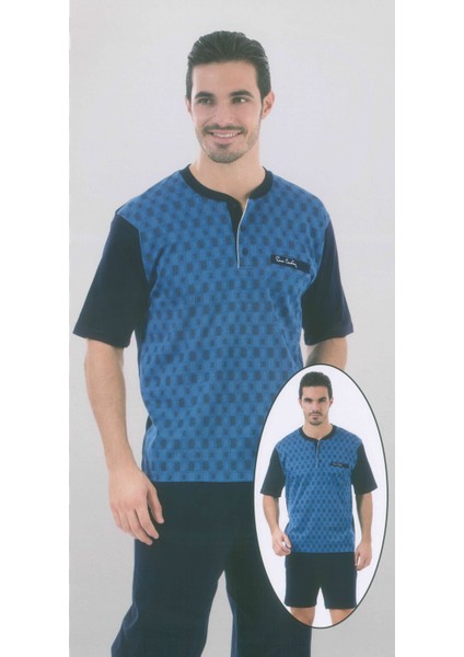 5292 Kısa Kollu Şort İlaveli Üçlü Erkek Pijama Takımı